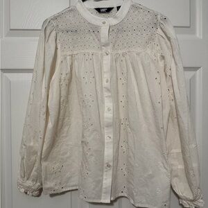 Lands' End Cream Eyelet Blouse